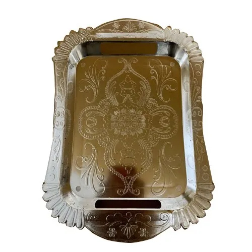 Plastic Serving Tray - Color: Silver