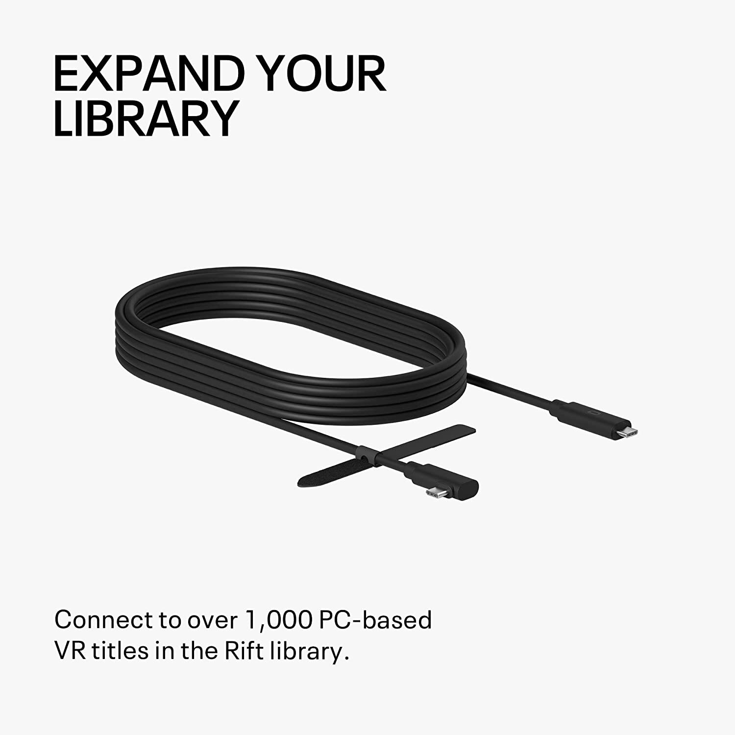 Oculus Link Fiber-optic Vr Headset Cable - 16 Feet, Black Plastic Material, High-quality Spiral Shielding For Robust Connection | Optimal Performance For Quest And Quest 2 With Gaming Pc Compatibility