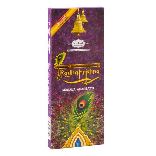 Devbhakti Radhakrishna Masala Agarbatti - Bamboo, 22.5 Cm Length, Purple Color, 4 Mm Diameter | Eco-friendly, Smooth Surface, 50 Minutes Burning Time, Indian Incense