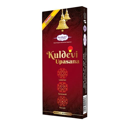 Devbhakti Kuldevi Upasana Agarbatti - Bamboo Stick, 22.5 Cm Length, Dark Green Color, 4 Mm Diameter | Eco-friendly, Smooth Surface, Indian Incense