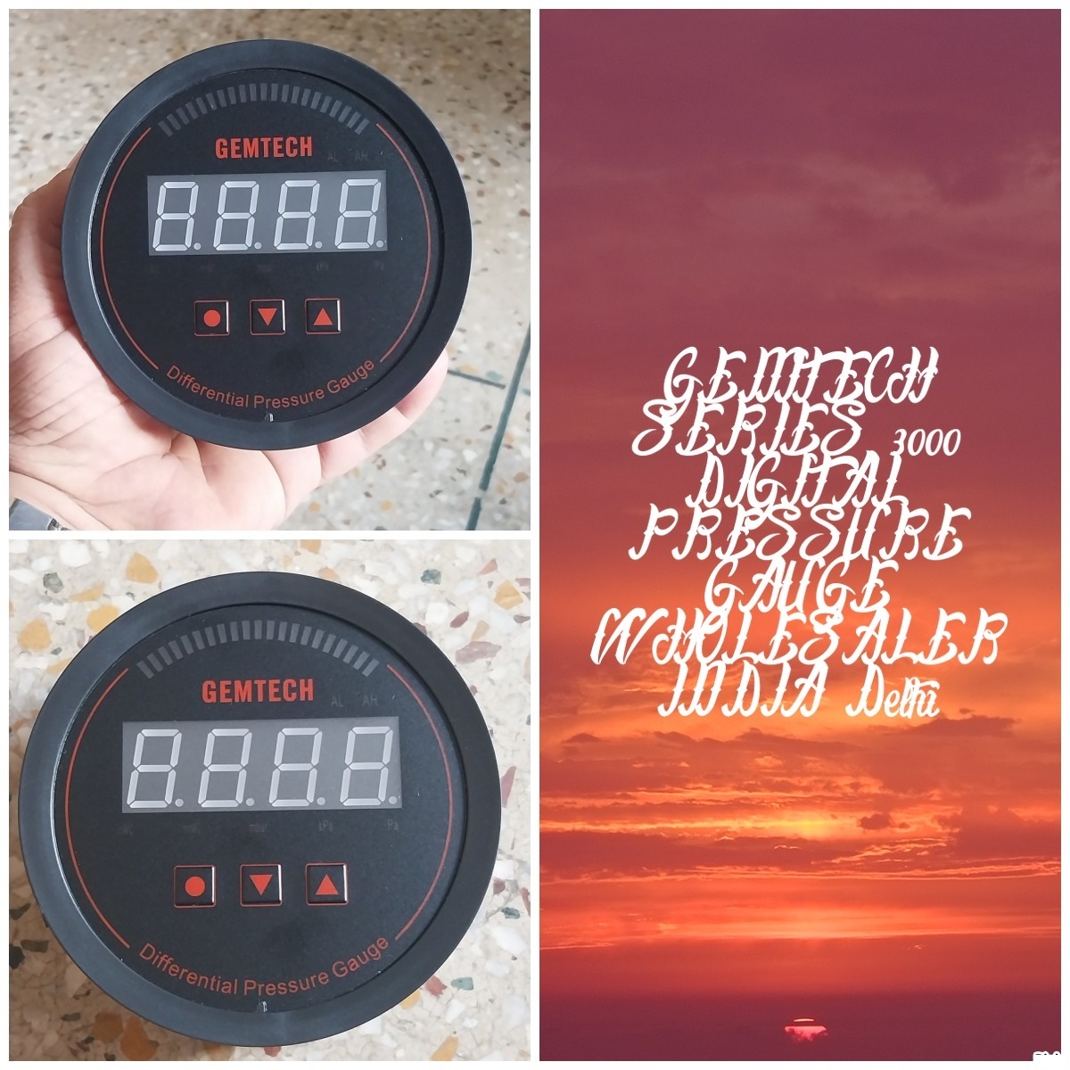 Gemtech Series 3000 Digital Pressure Gauge With Alarm Range 0 To 500 Mm Wc