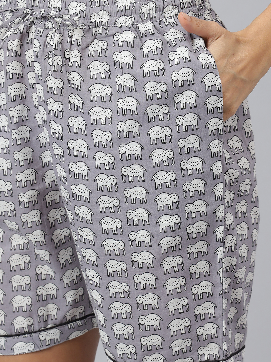 Girls Night Suit - Cotton Fabric , Full Sleeves, Grey Color | Waterproof, Quick Dry, Trendy Printed Design