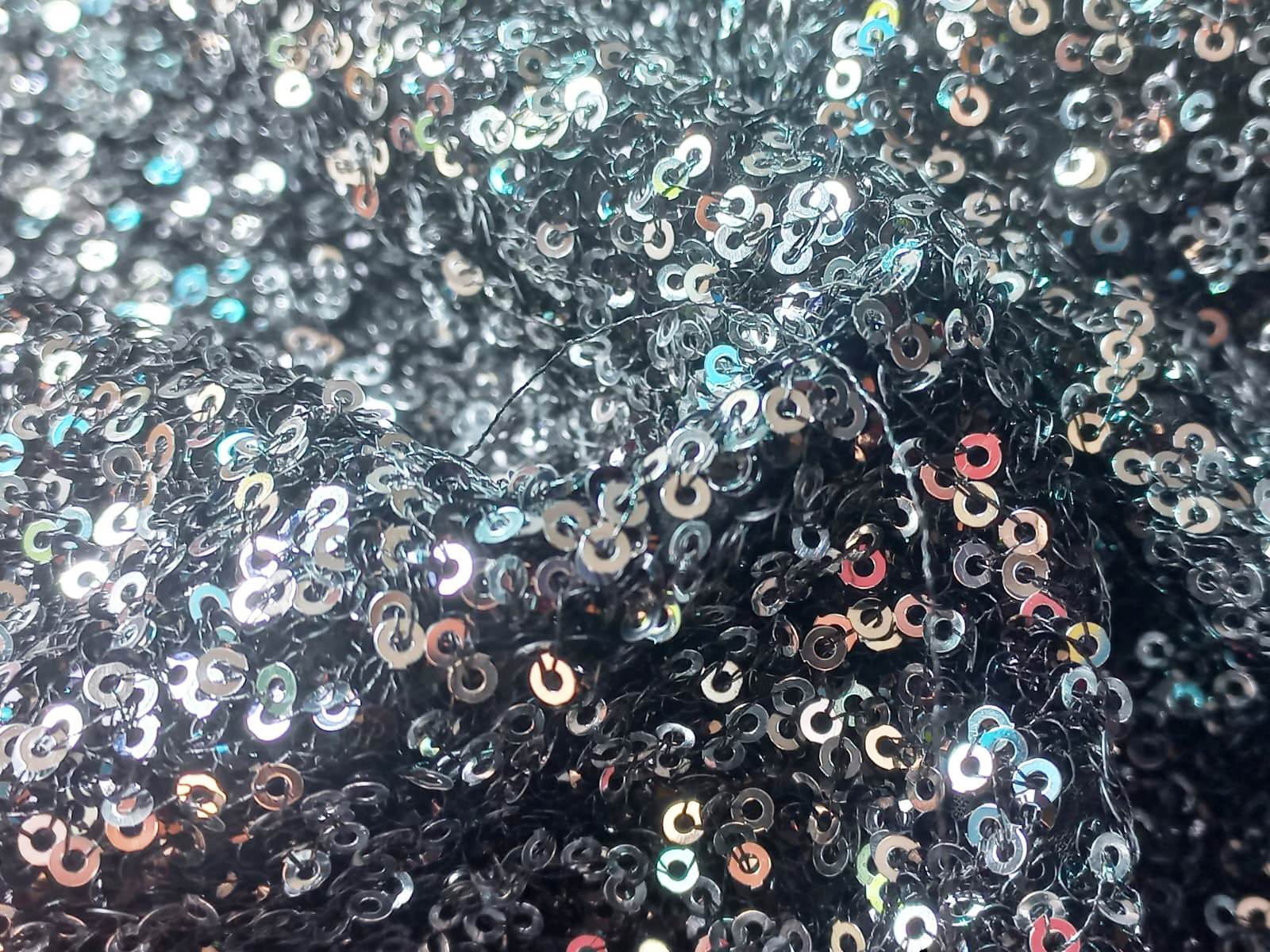 Allover Black Sequins Embroidery Fabric In India - Attributes: Washable