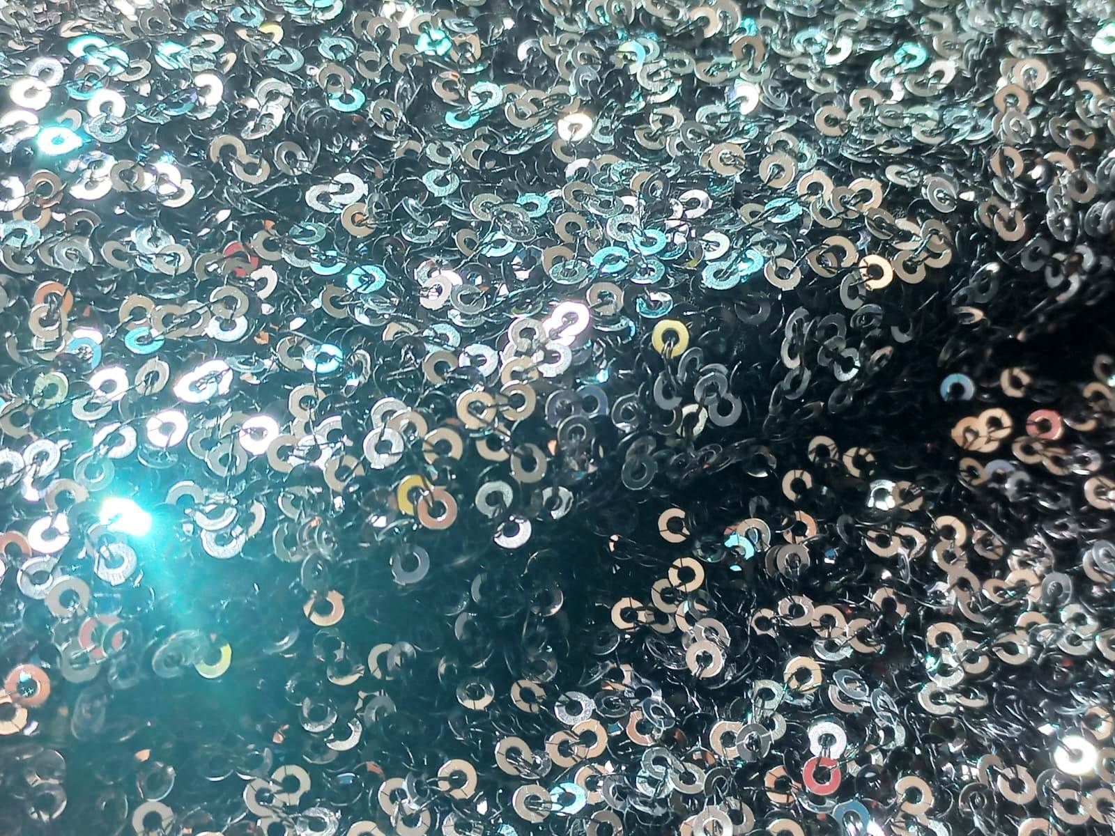 Allover Black Sequins Embroidery Fabric In India - Attributes: Washable