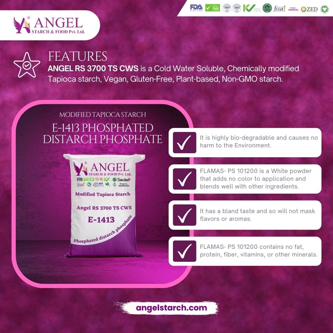 Angel Rs 3700 Ts Cws - Cold Water Soluble, Chemically Modified Tapioca Starch Powder | Vegan, Gluten-free, Non-gmo, Pregelatinized Resistant Starch For Enhanced Fiber Content And Slow Glucose Release