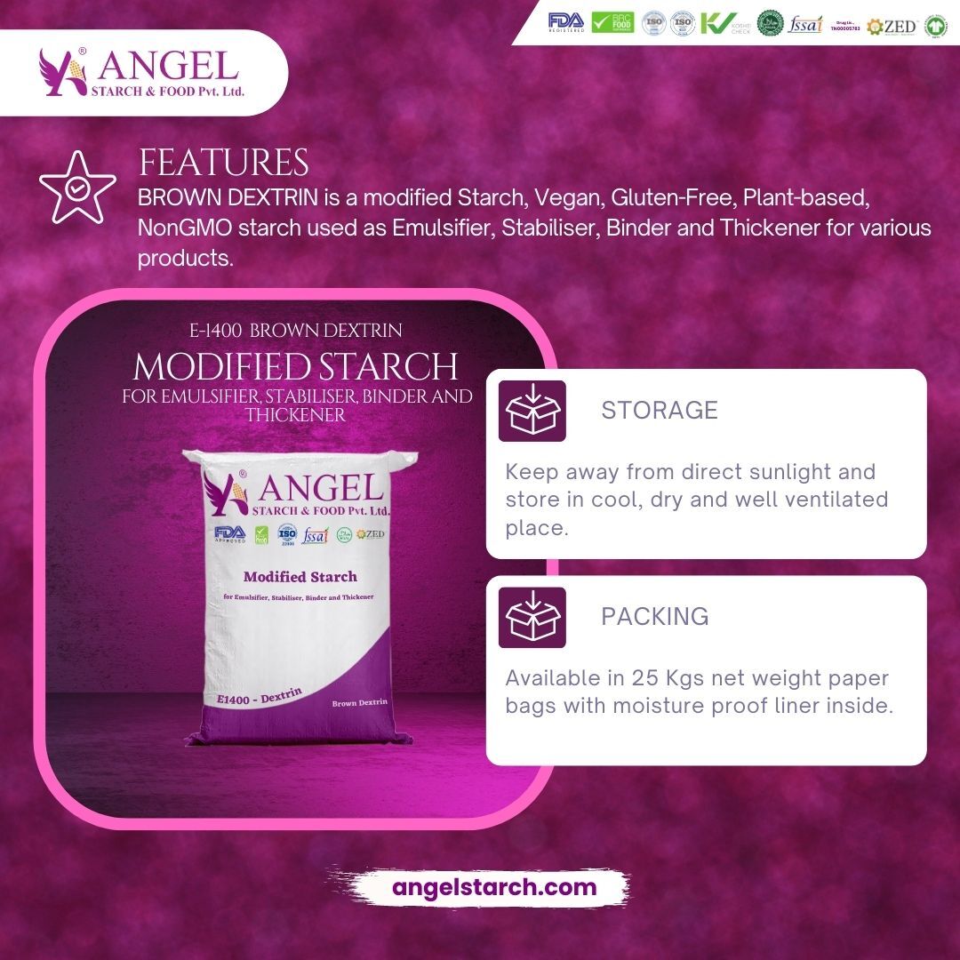 Modified Starch Dextrins E 1400 - Tapioca-based Powder For Emulsifier, Stabiliser, Binder And Thickener, Vegan, Gluten-free, Non-gmo