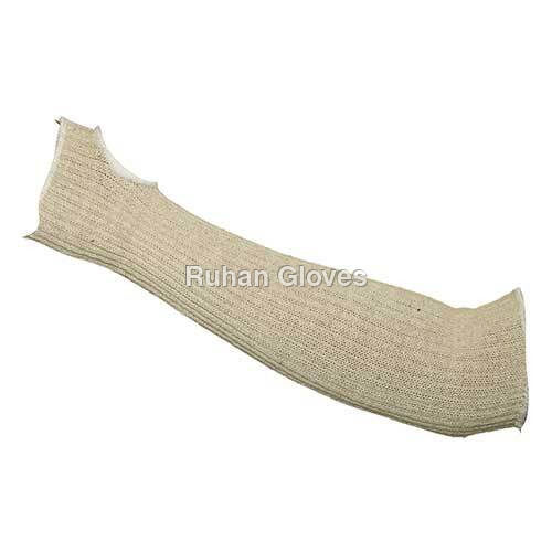 White 7 Gauge Cotton Knitted Thump Cut Hand Sleeve Full Elastic (12 To 18 Inch )