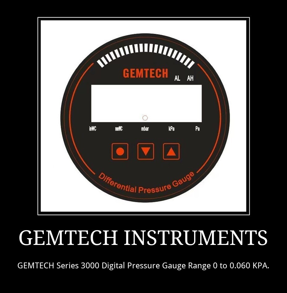 Gemtech Series 3000 Digital Pressure Gauge With Alarm Range 0 To 75 Mm Wc