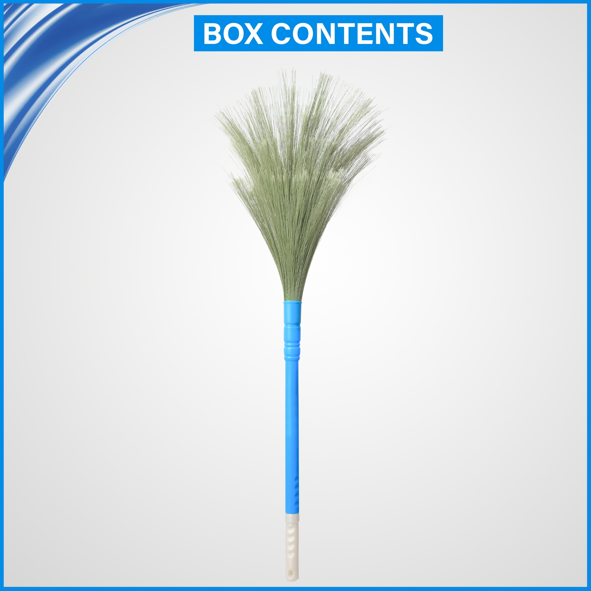 No Dust Broom Extendable Fastclean - Plastic Fiber, Extendable, Blue | Dustless, Washable, Lasts 3 Times Longer Than Grass Brooms