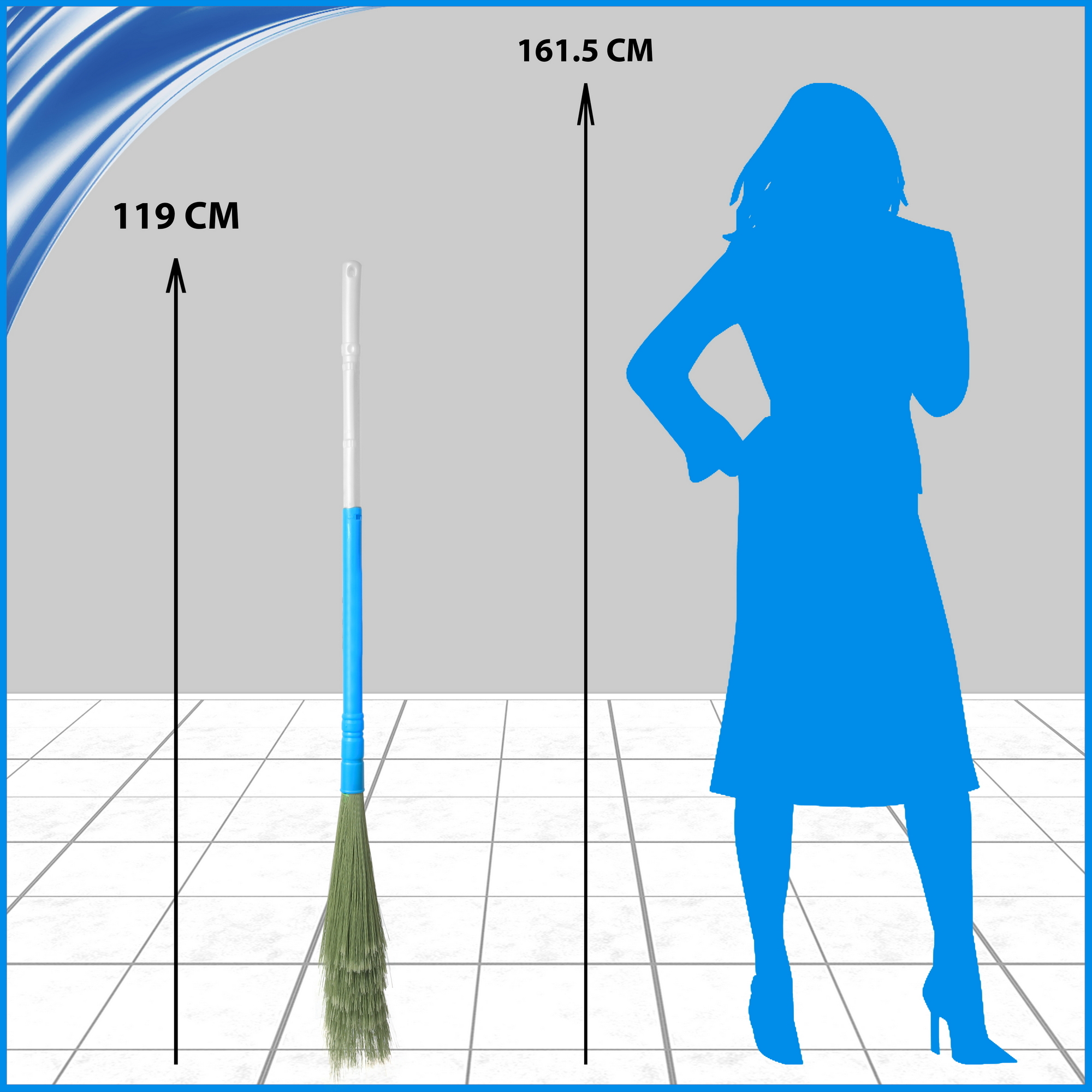 No Dust Broom Extendable Fastclean - Plastic Fiber, Extendable, Blue | Dustless, Washable, Lasts 3 Times Longer Than Grass Brooms
