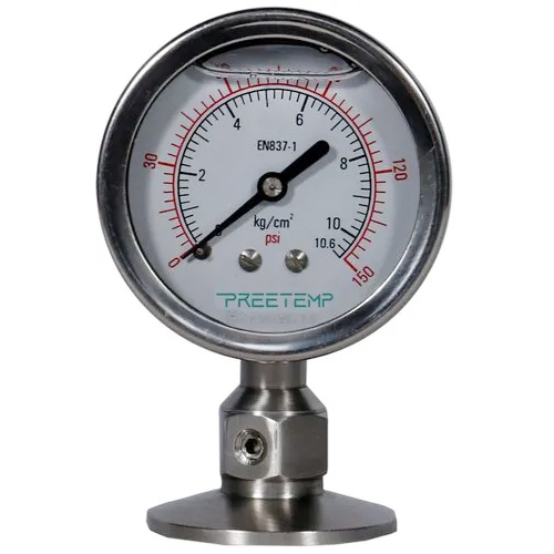 Silver Tri Clover Pressure Gauges