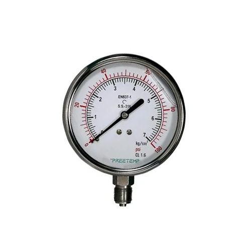 Silver 100mm Dial Pressure Gauges