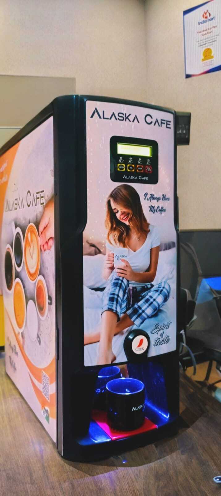 Alaska Cafe - 2000w, 4l Water Tank Capacity, 18.5kg Weight | Super Automatic Coffee Vending Machine With Led Dispense Light, Auto Flush, And Half Cup Feature