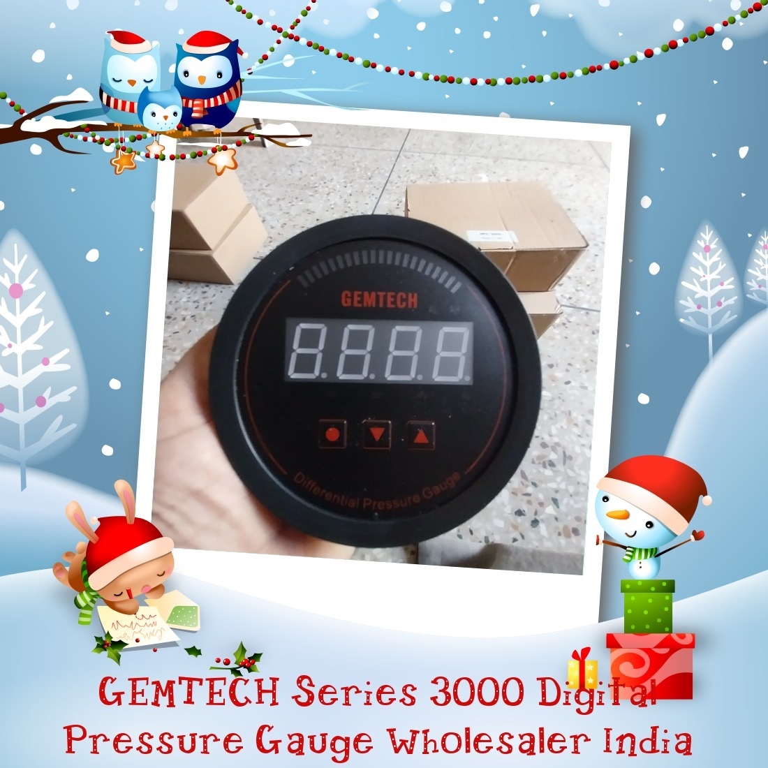 Gemtech Series 3000 Digital Pressure Gauge With Alarm Range 0 To 5.000 Mbar - Color: Black