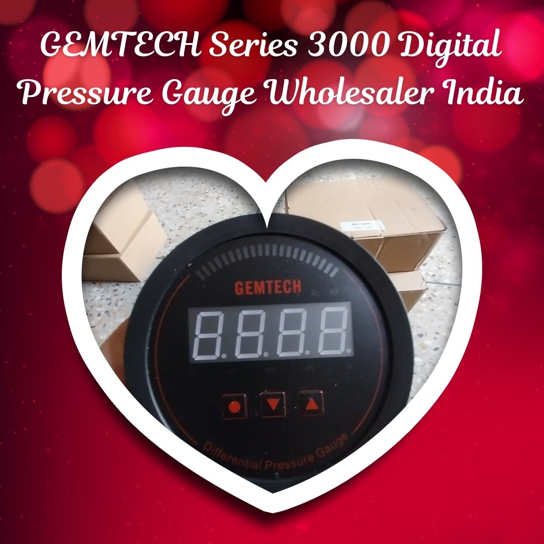 Gemtech Series 3000 Digital Pressure Gauge With Alarm Range 0 To 7.500 Mbar - Color: Black