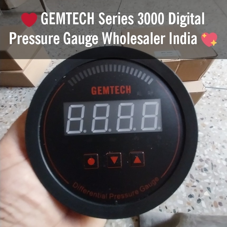 Gemtech Series 3000 Digital Pressure Gauge With Alarm Range 0 To 7.500 Mbar - Color: Black