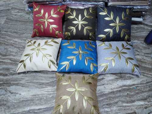 jute front back dupion leather patti Cushion cover