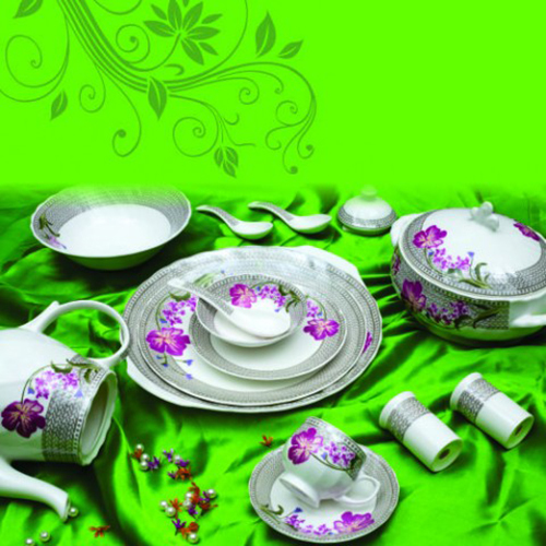 Ceramic Dinner Set 44 - Durable Ceramic Material | Versatile Design, Aesthetic Appeal, Microwave & Oven Safe, Ideal For Home & Hotel Use
