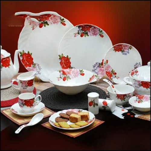 Ceramic Dinner Set 44 - Durable Ceramic Material | Versatile Design, Aesthetic Appeal, Microwave & Oven Safe, Ideal For Home & Hotel Use