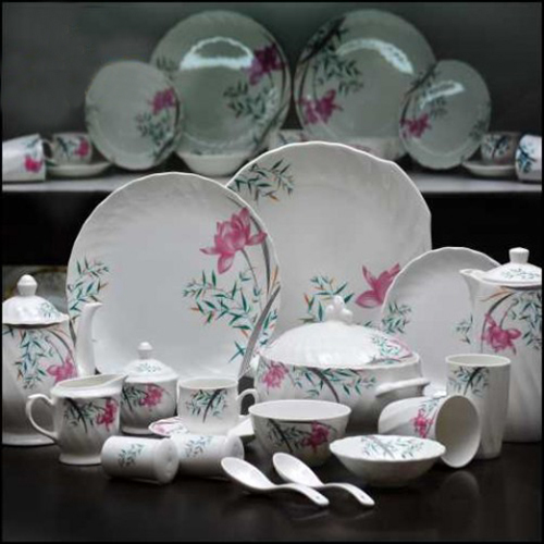 Ceramic Dinner Set 45 - Durable Ceramic Material, Elegant Black Color | Versatile For Home And Hotel Use, Microwave And Oven Safe