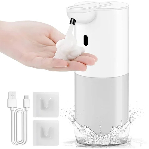 Automatic Foam Dispenser - Glossy White PVC , Rectangular Design for Easy Use and Hygiene
