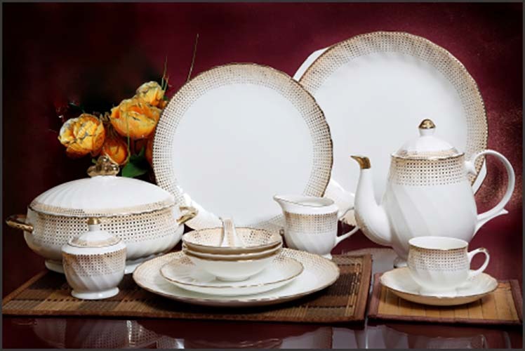 Ceramic Dinner Set 58 - Durable Ceramic, Various Piece Set, Elegant Black Finish, Versatile For Home & Hotel Use, Oven & Microwave Safe
