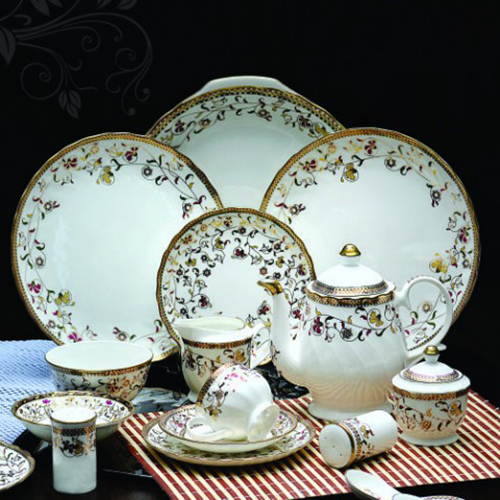 Ceramic Dinner Set 63 - Premium Ceramic Material | Versatile For Microwave & Oven Use, Elegant Black Design, Ideal For Home & Hospitality
