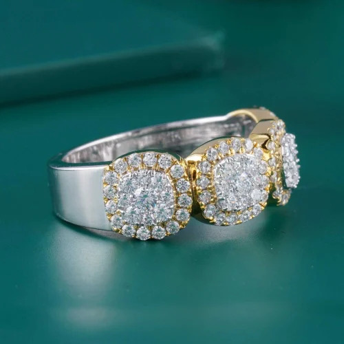 Designer Diamond Ring - 10k Gold, Us-10 Size, Golden And Silver Color | Elegant Design, Polished Finish, Lab Grown Round Diamonds