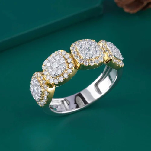 Designer Diamond Ring - 10k Gold, Us-10 Size, Golden And Silver Color | Elegant Design, Polished Finish, Lab Grown Round Diamonds