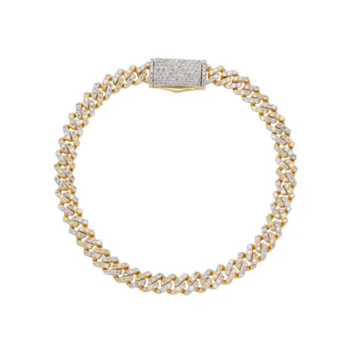 Gold Diamonds Bracelets - 10k Gold, 7 Inch Length, 7 Mm Width | Customizable Luxury Hip Hop Cuban Link Design With Lab Grown Round Vvs Stones
