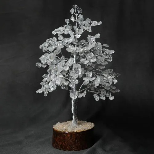 Crystal Stone Tree - Industrial-Grade Natural Stones, Different Sizes, Elegant White Color, Unique Home Decor Piece