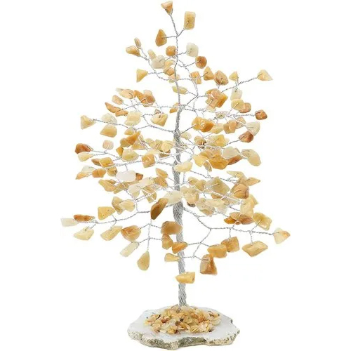 Home Gemstone Tree - Natural Cream-Colored Gemstones | Available in Various Sizes & Weight Adjusted to Kilo Availability