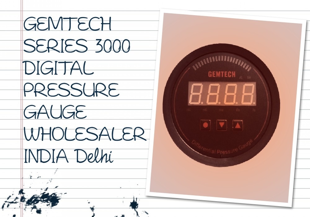 Gemtech Series 3000 Digital Pressure Gauge With Alarm Range 0 To 100.00 Mbar - Color: Black