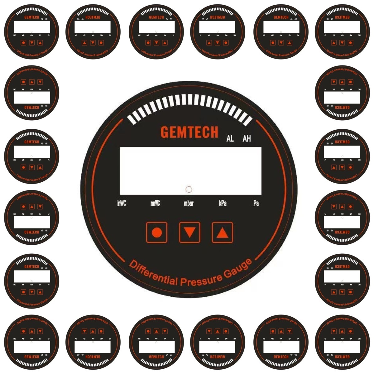 Gemtech Series 3000 Digital Pressure Gauge With Alarm Range 0 To 100.00 Mbar - Color: Black