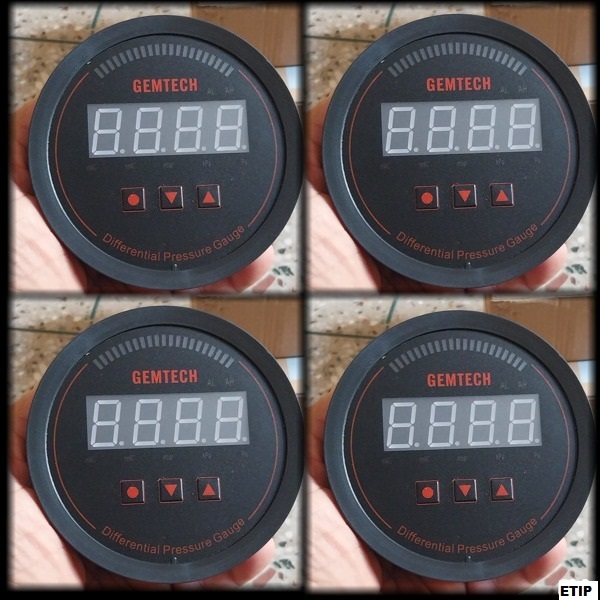 Gemtech Series 3000 Digital Pressure Gauge With Alarm Range 0 To 100.00 Mbar - Color: Black