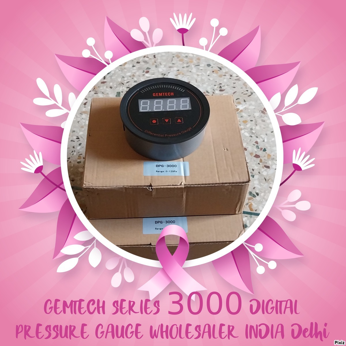 Gemtech Series 3000 Digital Pressure Gauge With Alarm Range 0 To 2.500 Mbar - Color: Black