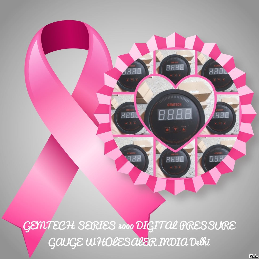 Gemtech Series 3000 Digital Pressure Gauge With Alarm Range 0 To 2.500 Mbar - Color: Black