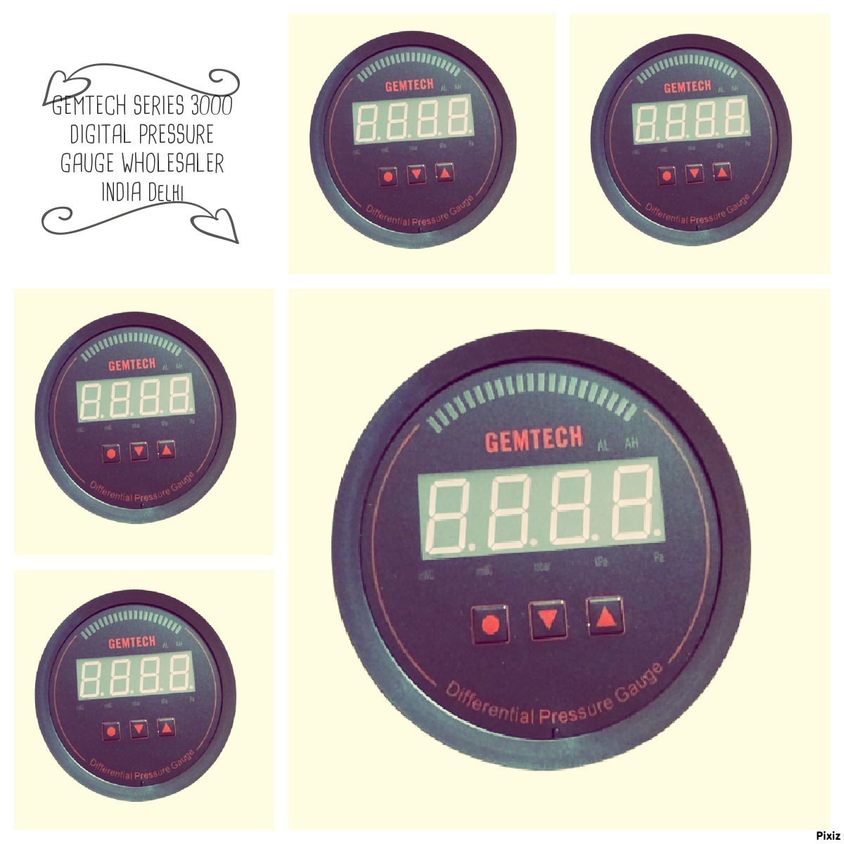 Gemtech Series 3000 Digital Pressure Gauge With Alarm Range 0 To 20.00 Mbar - Color: Black