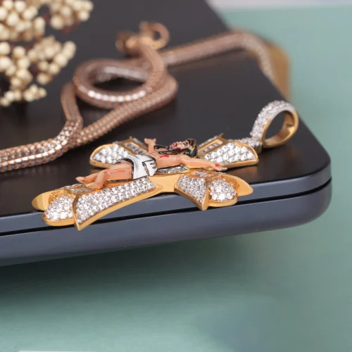 Gold Cross Pendant - 10k Gold, 58x37.5 Mm, Golden/rose/white | Customizable, Elegant Design, Lab-grown Diamonds, Religious Symbol