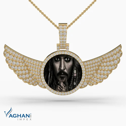 Diamonds Gold Memory Pendant