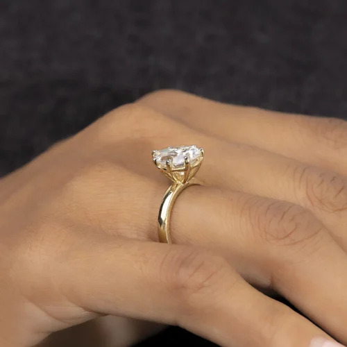 Ladies Gold Solitaire Ring - 10k Gold, 3.4gm Weight, Lab-grown Diamond Pear Shape, Vvs Clarity, Customized Design