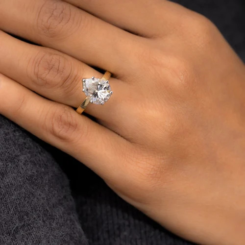Ladies Gold Solitaire Ring - 10k Gold, 3.4gm Weight, Lab-grown Diamond Pear Shape, Vvs Clarity, Customized Design