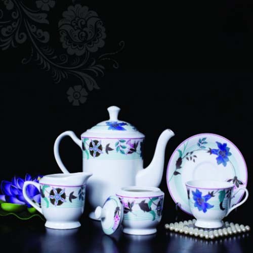 Ceramic Tea Set 6 - Ceramic Material, Includes Teapot And Cups, Elegant Design For Traditional Tea Serving, Cultural Influences