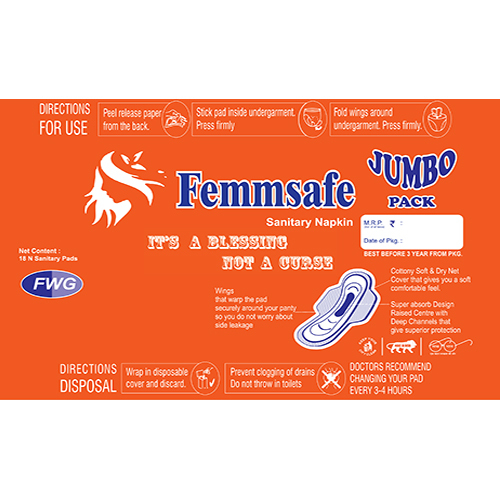 Xl Femmsafe 18 Sanitary Napkin Pads Age Group: Women
