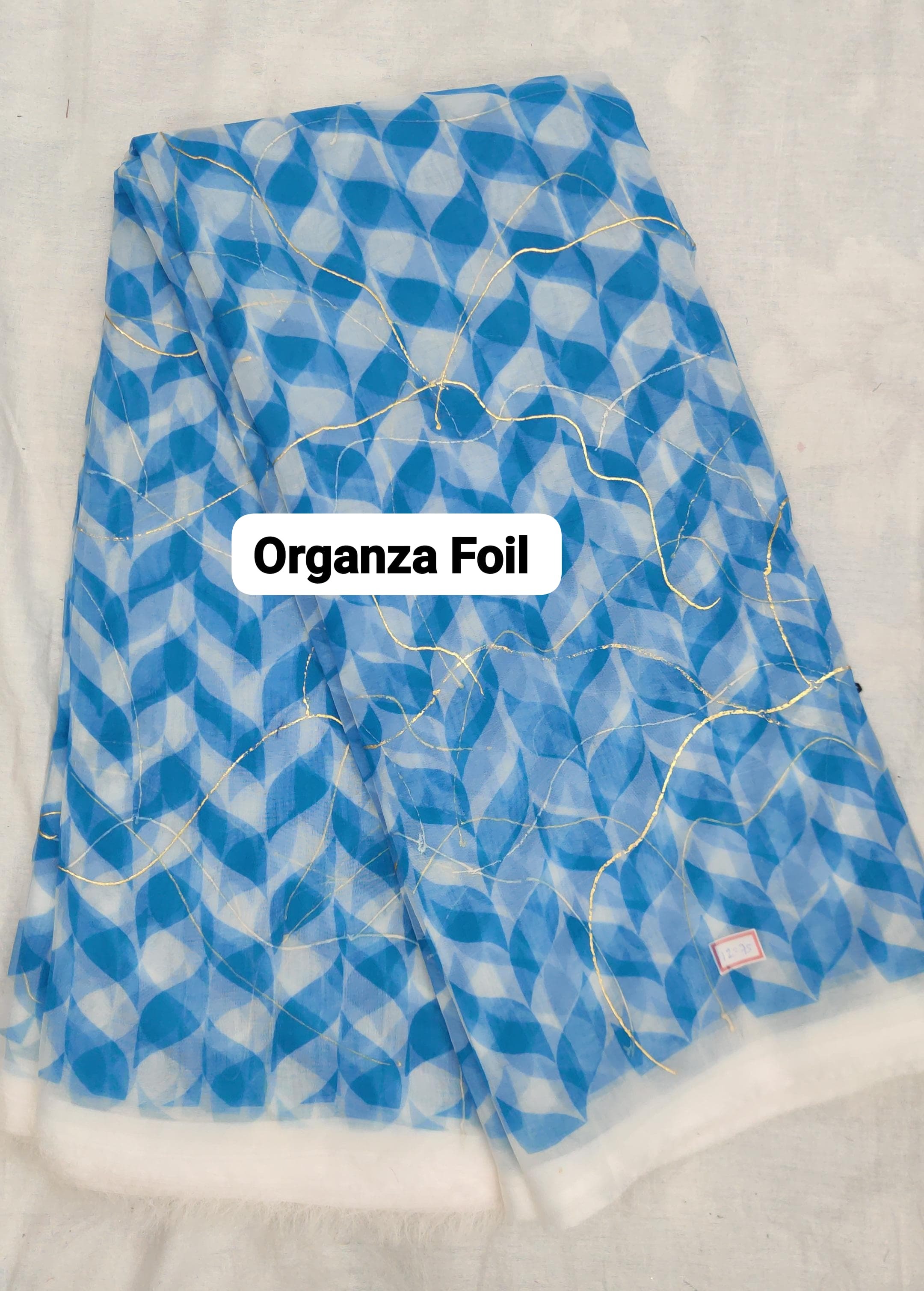 Organza Foil Print Fabric - 44 Inch Wide Multicolor Modern Design | Quick Dry Smooth Texture Digital Printed Ideal For Sarees And Dresses