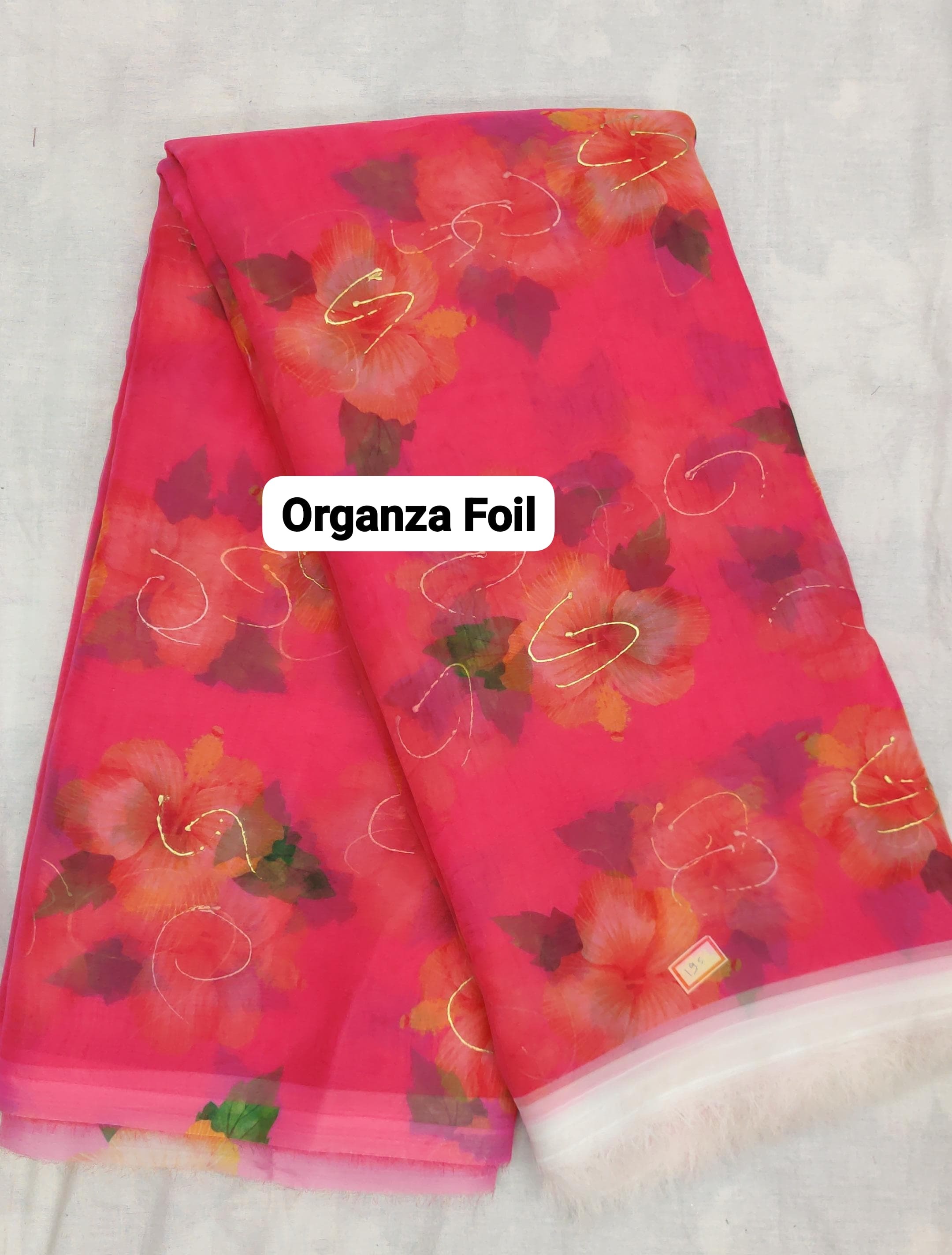 Organza Foil Print Fabric - 44 Inch Wide Multicolor Modern Design | Quick Dry Smooth Texture Digital Printed Ideal For Sarees And Dresses