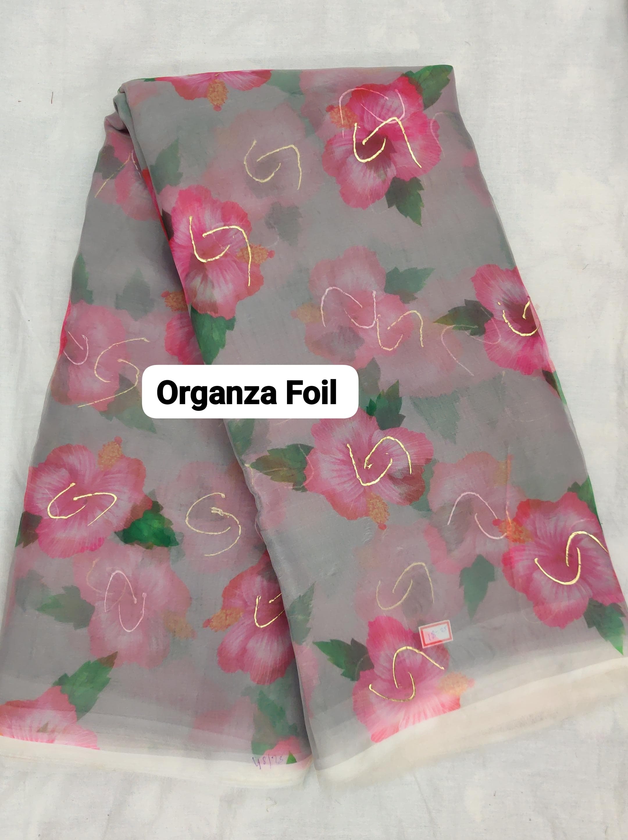 Organza Foil Print Fabric - 44 Inch Wide Multicolor Modern Design | Quick Dry Smooth Texture Digital Printed Ideal For Sarees And Dresses