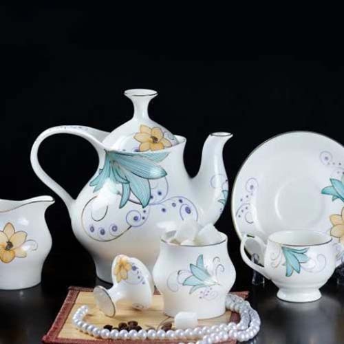 Ceramic Tea Set 20 - Ceramic Materials, Includes Teapot, Cups, And Saucers, Elegant Design With Cultural Influences, Perfect For Tea Enjoyment