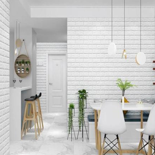 70X77Cm 3D व्हाइट ब्रिक फोम शीट वॉलपेपर का आकार: आवश्यकता के अनुसार