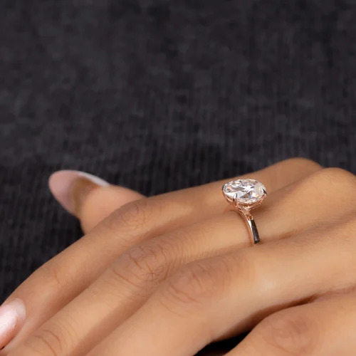 Diamond Solitaire Engagement Ring - 14k Rose Gold, Us-7 Size, 2.80 Gm Weight, Lab-grown Oval Diamond (Vvs Clarity, D Color) | Customized Style For Special Occasions